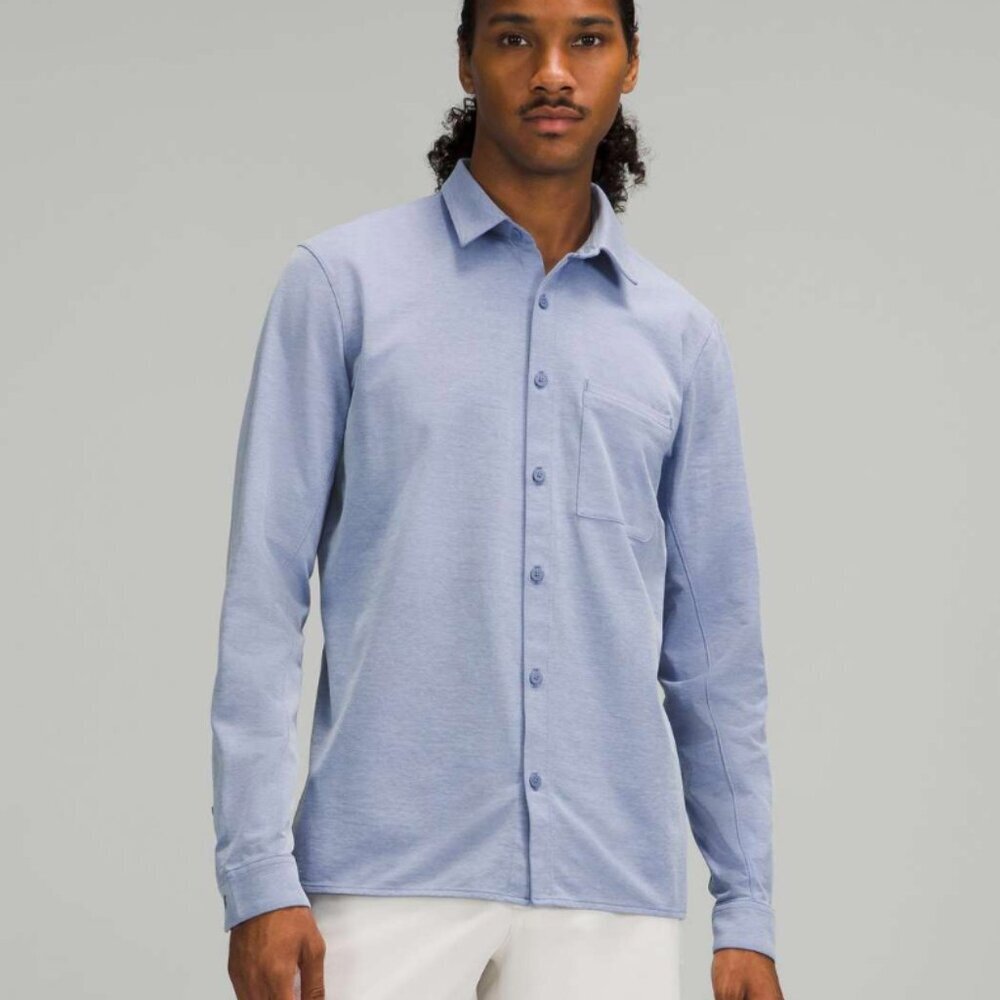 Lululemon Commission Long Sleeve Shirt Harbor Blue / White